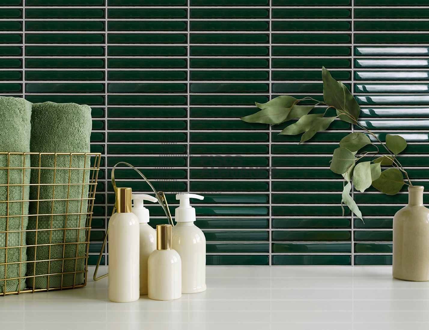 Mosaico Bamboo Verde Ingles 15 x 30 cm