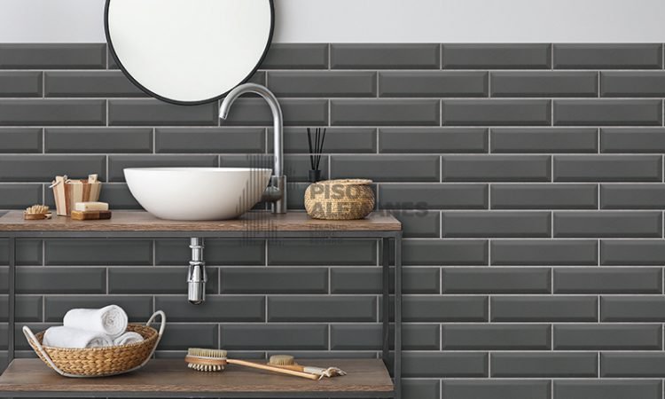 Ceramica Biselada Negro Mate 7,6 X 30,7 cm